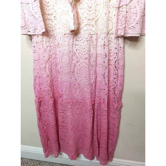 Venus Lace Maxi Dress Flare Sleeve Ombre Whimsy Cottage Fairy Boho - Picture 6 of 13